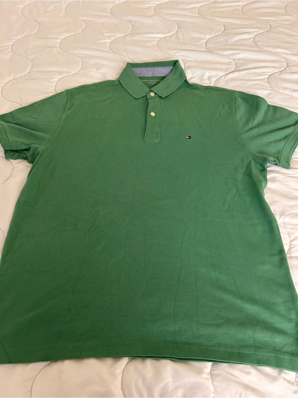 Tommy Hilfiger Men's Green Polo with Signature Flag